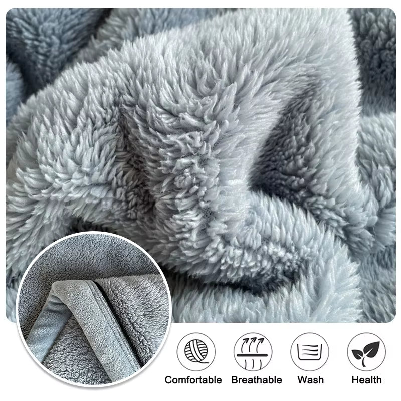 Soft Plush Warm Blanket Winter a Grade Coral Fleece Flannel Thickened Bed Blankets Nap Blanket Bed Comforter Cozy for Bedroom