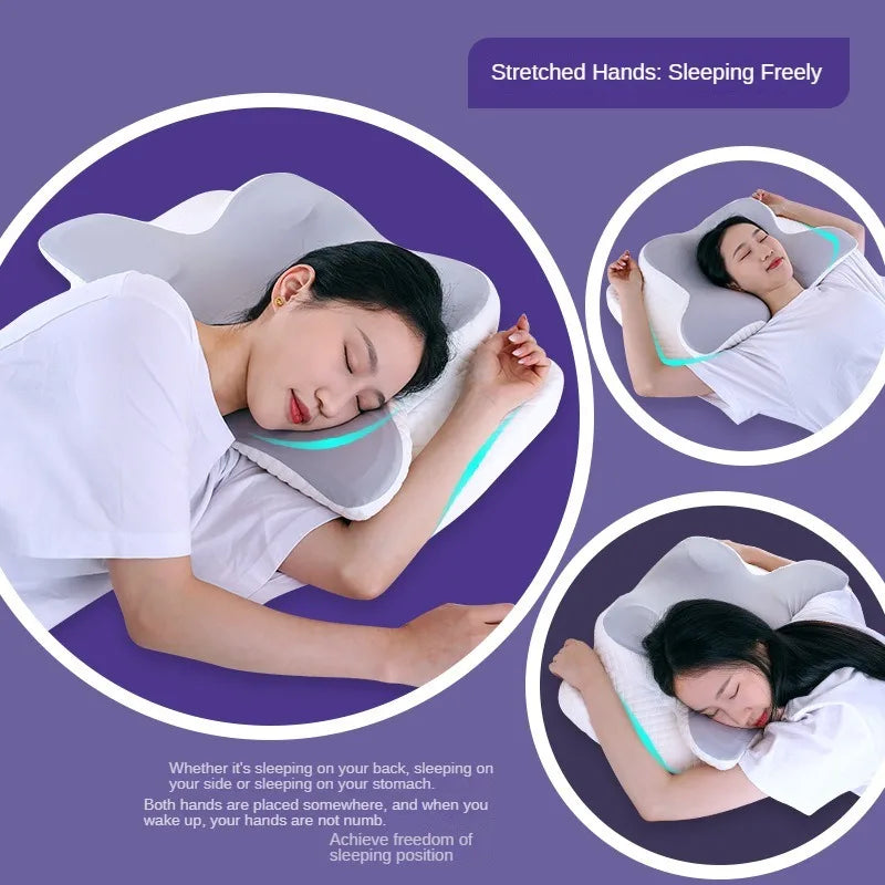 New Memory Foam Pillows Butterfly Shape Relaxing Cervical Slow Rebound Neck Pillow Pain Relief Sleeping Orthopedic Pillow Beding