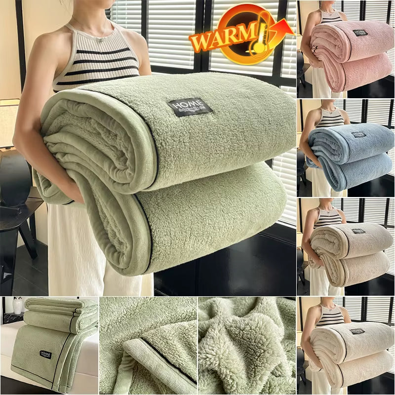 Soft Plush Warm Blanket Winter a Grade Coral Fleece Flannel Thickened Bed Blankets Nap Blanket Bed Comforter Cozy for Bedroom