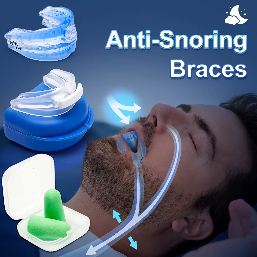 Anti Snoring Silicone Mouthpiece Sleep Earplugs Improve Sleep anti Teething Grinding Sleep Aid anti Snoring & Apnea Device