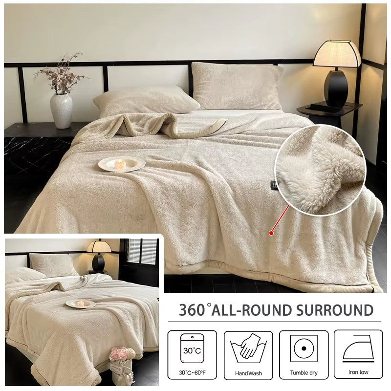 Soft Plush Warm Blanket Winter a Grade Coral Fleece Flannel Thickened Bed Blankets Nap Blanket Bed Comforter Cozy for Bedroom