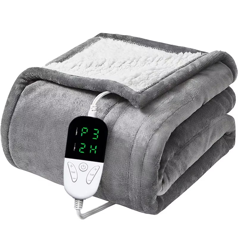 Electric Blanket Flannel Blanket Mattress Winter Machine Washable Double Layer Temperature Control Warmer Heated Throw Blanket