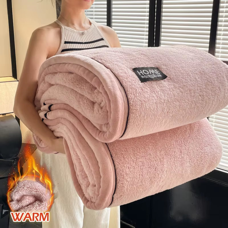 Soft Plush Warm Blanket Winter a Grade Coral Fleece Flannel Thickened Bed Blankets Nap Blanket Bed Comforter Cozy for Bedroom