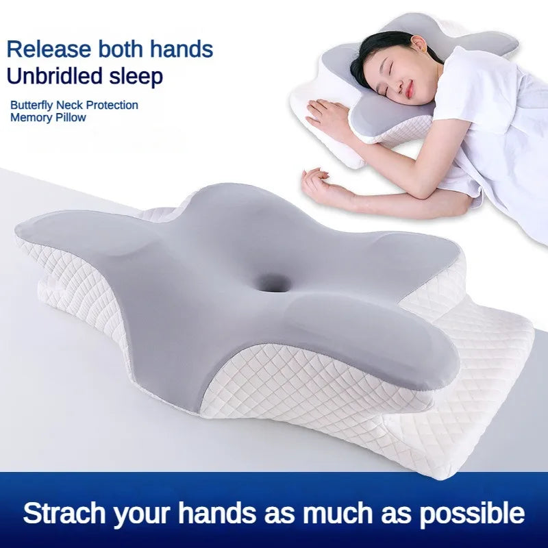 New Memory Foam Pillows Butterfly Shape Relaxing Cervical Slow Rebound Neck Pillow Pain Relief Sleeping Orthopedic Pillow Beding