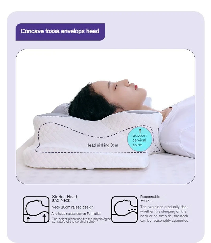 New Memory Foam Pillows Butterfly Shape Relaxing Cervical Slow Rebound Neck Pillow Pain Relief Sleeping Orthopedic Pillow Beding