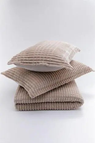 Mocha Modern Line 3 Piece Double Blanket Set