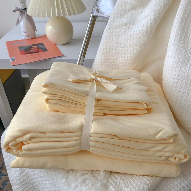 Soft Yellow Quilted Bed Sheet