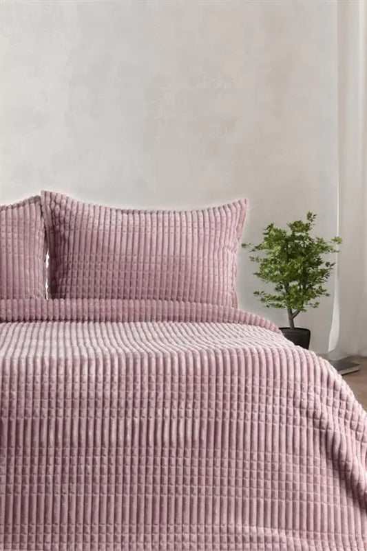 Pink Modern Line 3 Piece Double Blanket Set