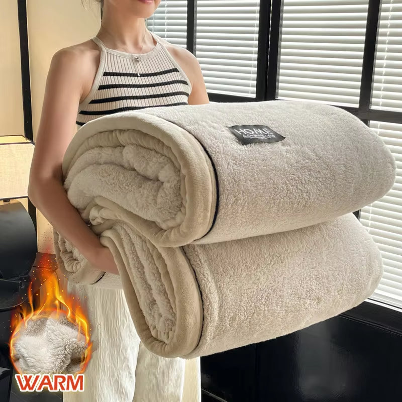 Soft Plush Warm Blanket Winter a Grade Coral Fleece Flannel Thickened Bed Blankets Nap Blanket Bed Comforter Cozy for Bedroom