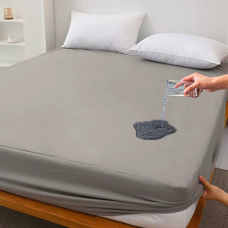 Waterproof Bed Fitted Sheet Soft Breathable Mattress Cover Grey Queen/King/Twin/Full