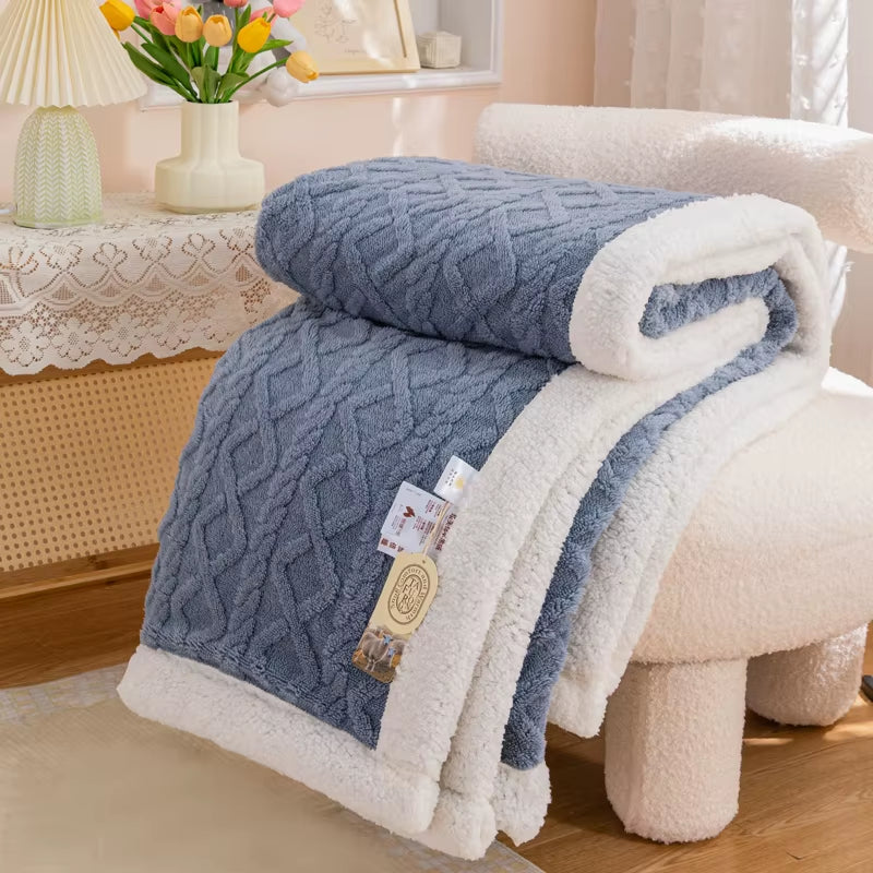 Warm Wool Sherpa Thick Blankets Fluffy Soft Coral Fleece Bedspread on the Bed Single Double Winter Plush Coraline Furry Throw