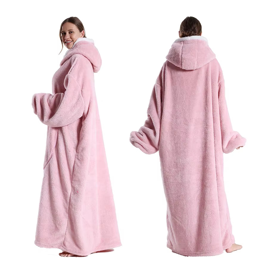 Oversized TV Blanket with Sleeves Wearable Luxury Long Warm Plush Fleece Winter Sherpa Vintage Hoodie Men Women Soft Sweatshirt