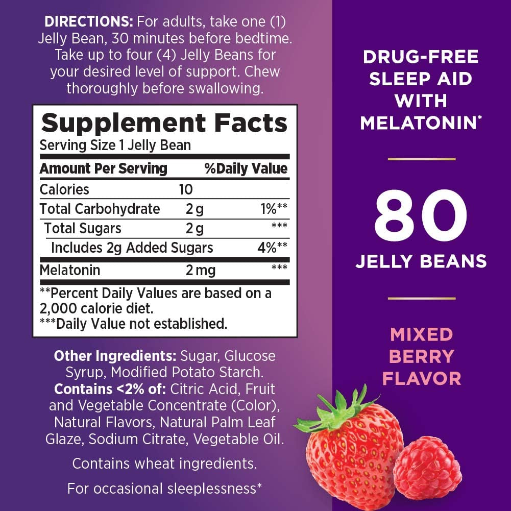 Sleep Jelly Beans with Melatonin, Mixed Berry, 80 Jelly Beans