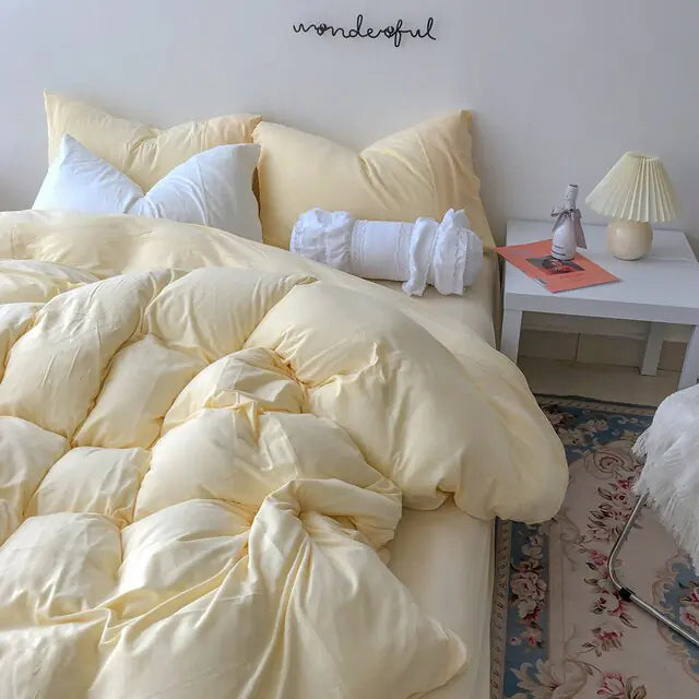 Soft Yellow Quilted Bed Sheet